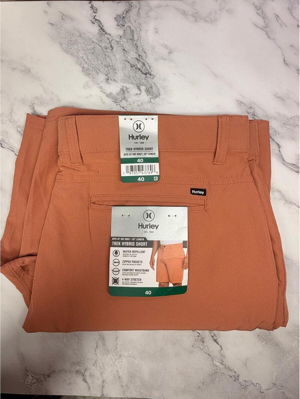 Hurley Trek Hybrid Shorts 40 Orange Water Repellent Stretch Golf Casual NWT